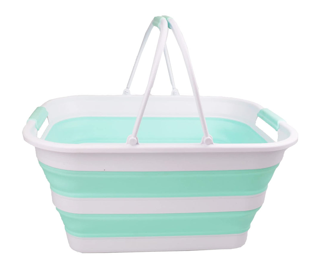 SAMMART 29 l zusammenklappbare Wanne mit Griff, tragbarer Picknickkorb, platzsparender Aufbewahrungs