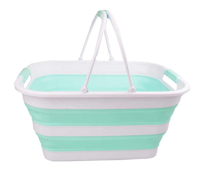 SAMMART 29 l zusammenklappbare Wanne mit Griff, tragbarer Picknickkorb, platzsparender Aufbewahrungs
