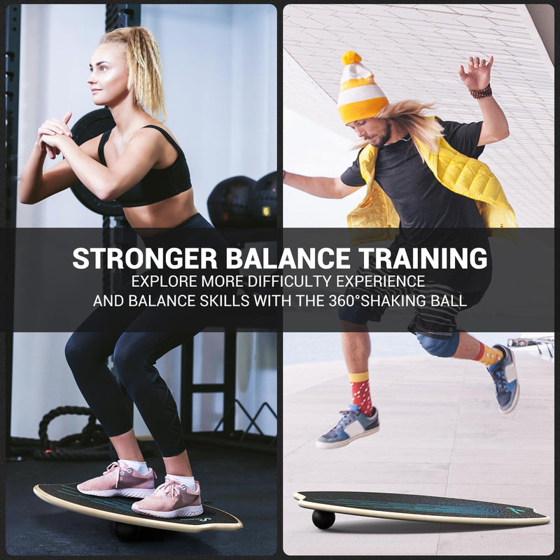 Balance Board Holz, Sportneer Indoorboard Skateboard, Indoor Surfboard Trickboard und Gleichgewichts