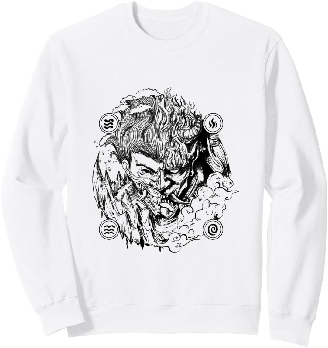 Cooles Design Aang Dämon 4 Elemente Geschenk Anime Mann Frau Sweatshirt