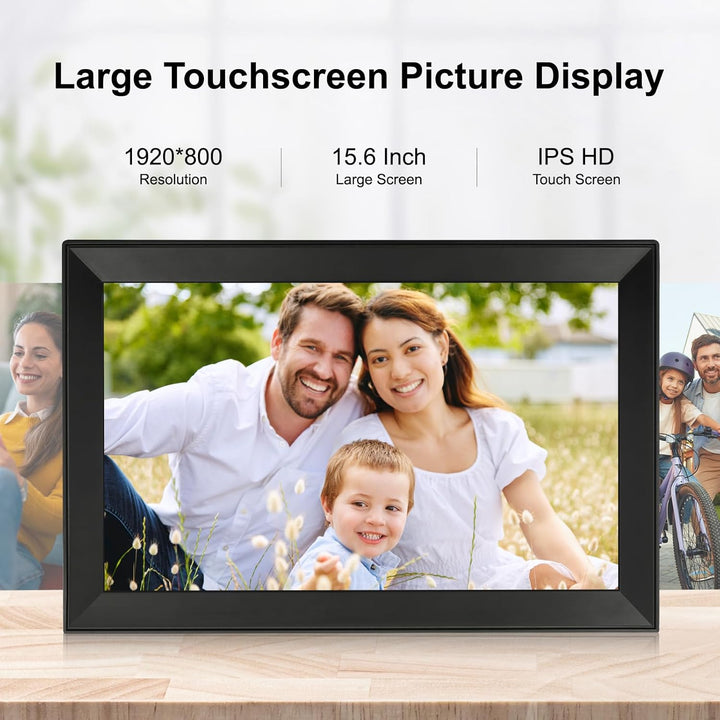 64 GB Digitaler Bilderrahmen mit 15,6-Zoll 1920 * 1080HD, automatischer Drehfunktion, WLAN Digitaler