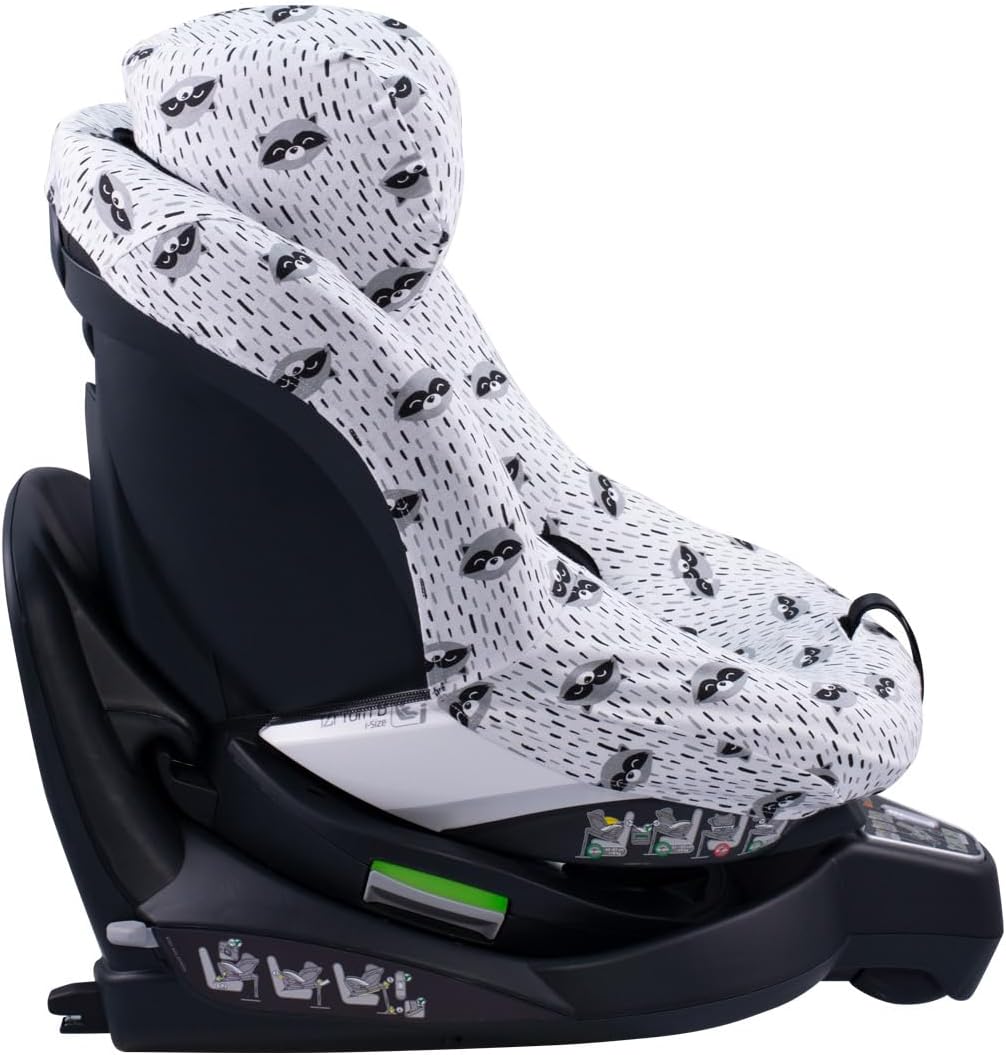 JYOKO Kids Autositzbezug aus Baumwolle, kompatibel mit Besafe Izi Turn B I-Size (Raccoon, Bezug) Rac