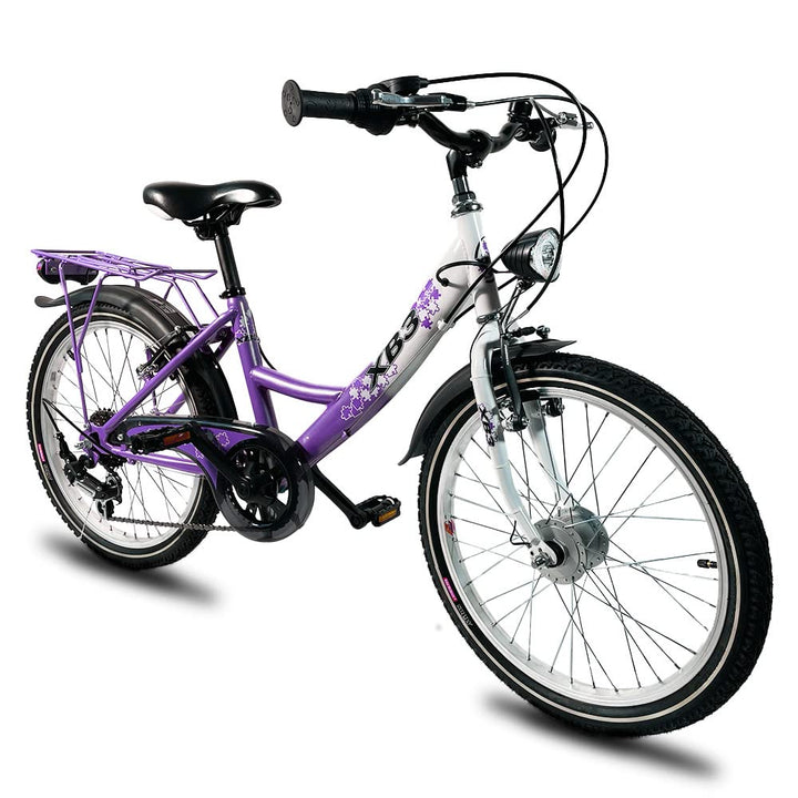 XB3 Kinderfahrrad 20 Zoll Mädchen mit Gangschaltung 6 Gänge StVZO Nabendynamo LED-Licht Standlicht V