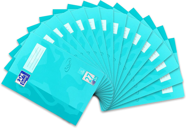Oxford Schulheft A4 Touch, 16 Blatt, Lineatur 27, liniert, 15 Stück aqua L 27 - liniert mit Doppelra