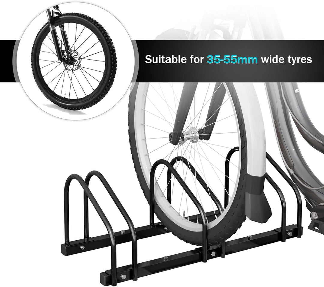 WOLTU Fahrradständer Schwarz für 3 Fahrräder Fahrradhalterung auf dem Boden Aufstellständer für Fahr