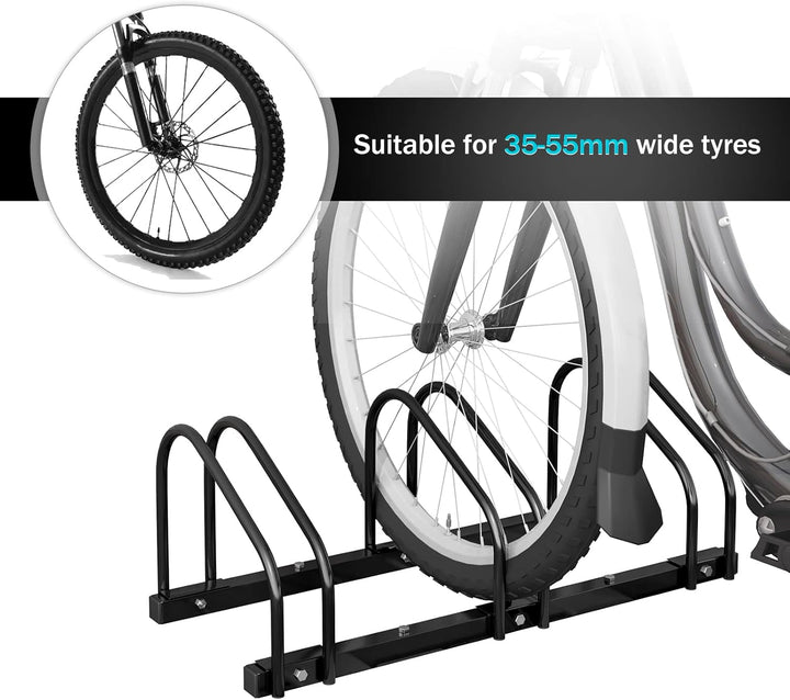 WOLTU Fahrradständer Schwarz für 3 Fahrräder Fahrradhalterung auf dem Boden Aufstellständer für Fahr
