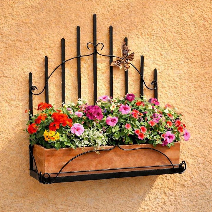 DanDiBo Wandblumenhalter Metall Schwarz 50 cm Wandregal 96237 Blumenständer Blumenregal Wandtopfhalt