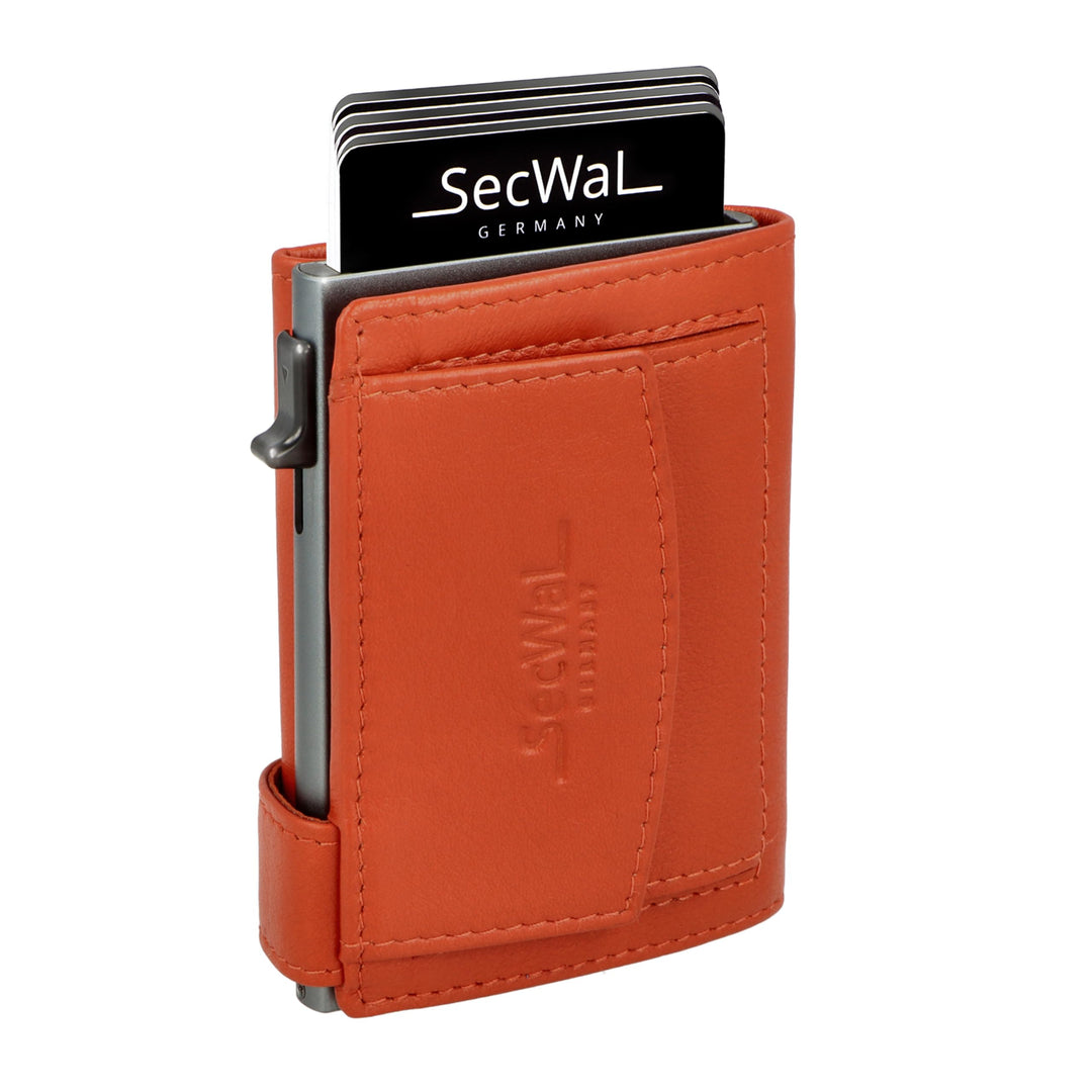 SecWal Kartenetui mit Münzfach Druckknopf inkl. Geschenkbox - Made in Germany - Echtleder Mini Geldb