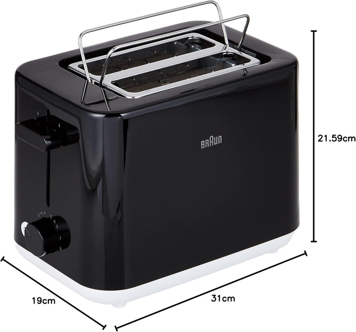 Braun Household Breakfast1 Double Slot Toaster with 8 Toast Settings and Defrost Function, 900 W, HT