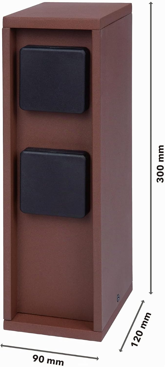 BOLD 19394 Pado Aussen-Steckdose-Garten Steckdosen-Säule mit 4-Fach Stecker in Rost Optik (IP44 Outd