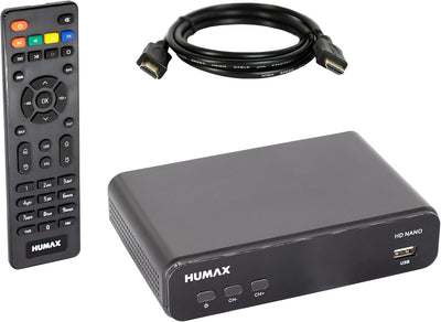 HUMAX HD Nano Digitaler HD Satelliten Receiver mit vorinstallierter Senderliste inkl. HDMI Kabel und