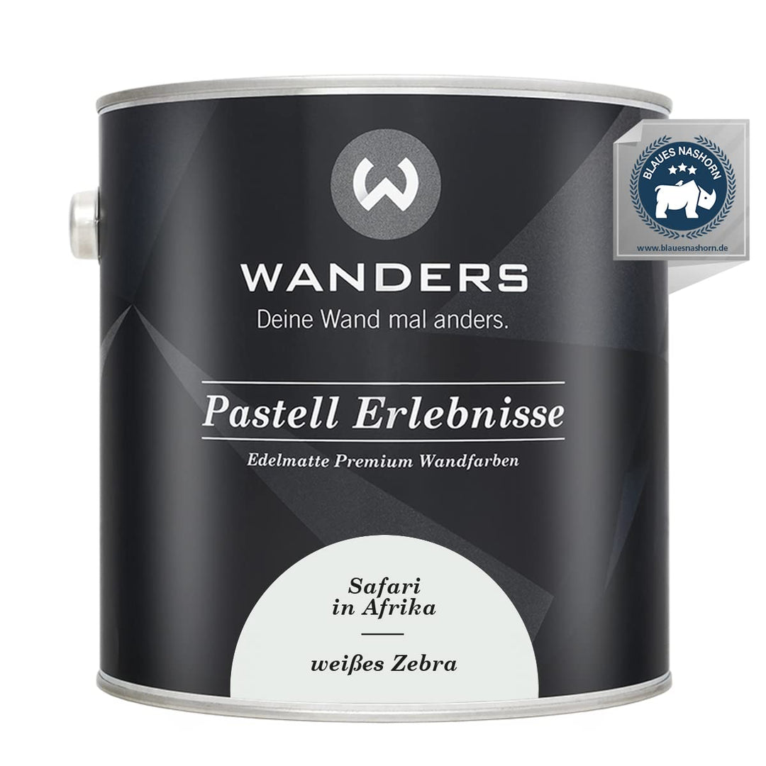 Wanders24 Pastell Erlebnisse (2,5 Liter, weisses Zebra) edelmatte Wandfarbe - Feine Farben - in 90 F