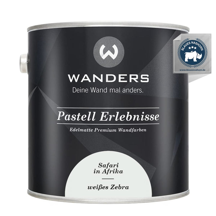 Wanders24 Pastell Erlebnisse (2,5 Liter, weisses Zebra) edelmatte Wandfarbe - Feine Farben - in 90 F