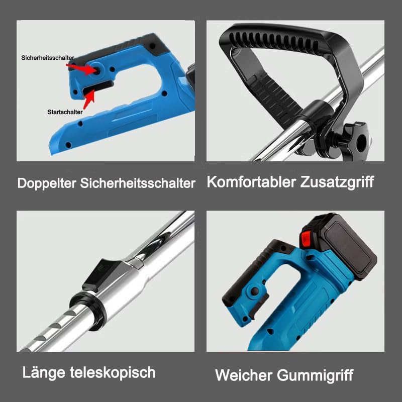 Akku Rasentrimmer für Makita 18V Akkus,4-in-1 Elektrischer Freischneider &amp; Motorsense mit 2X 2.0Ah B