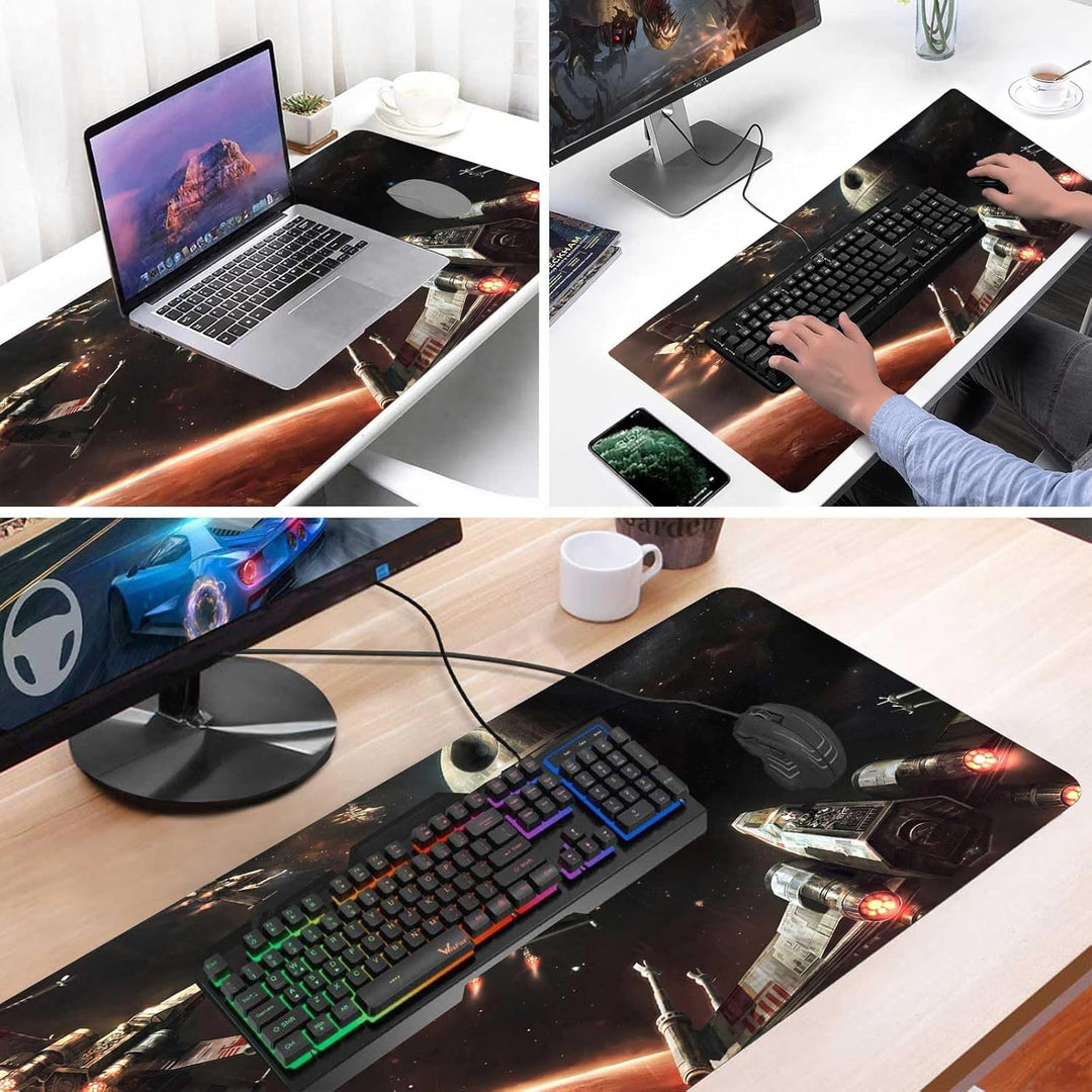 Jasuine Grosses XXL-Gaming-Mauspad, Mauspad mit genähtem Rand und Rutschfester Gummiunterseite, Schr
