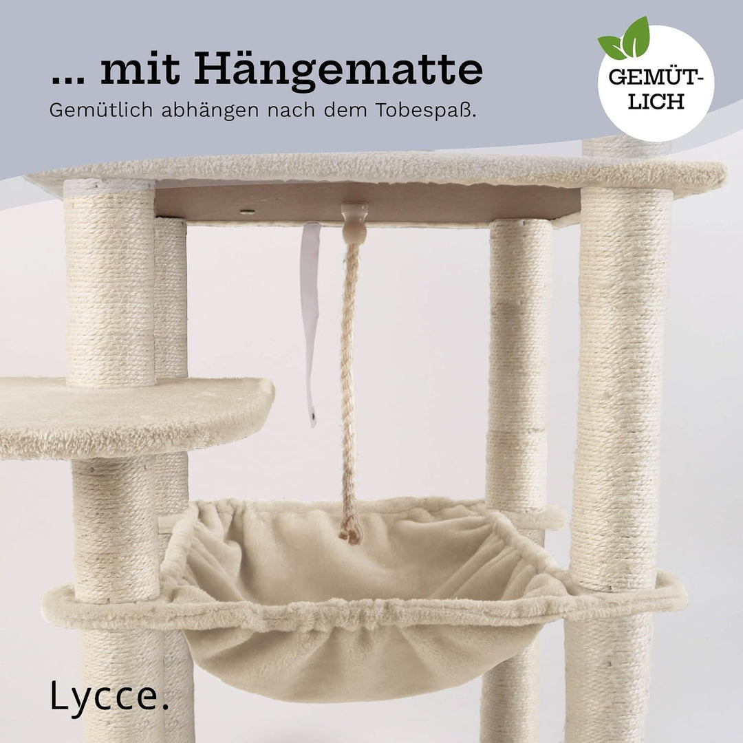 Lycce Kratzbaum gross Royal 145 cm hoch mehrstöckiger Katzenbaum inkl. 10 Kratzsäulen mit vollständi