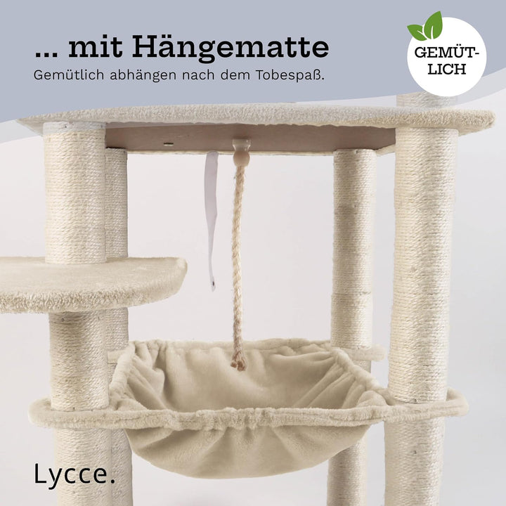 Lycce Kratzbaum gross Royal 145 cm hoch mehrstöckiger Katzenbaum inkl. 10 Kratzsäulen mit vollständi