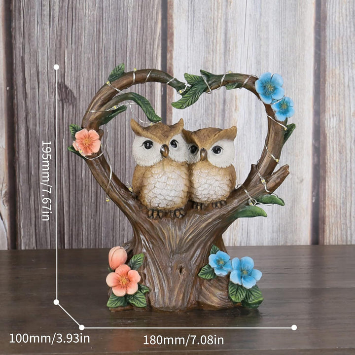 HIAME Gartendeko Figuren Solar Rost Garten Deko , Gartenfiguren beleuchtete Liebes-Herz-Vogel-Skulpt