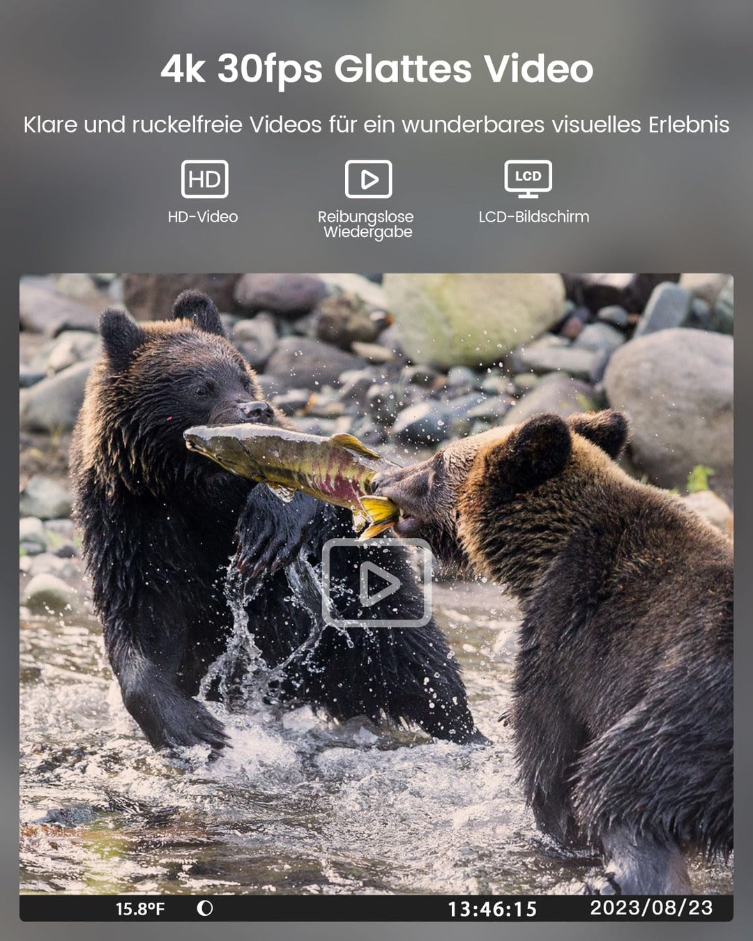 usogood Jagdkamera, Nachtsicht 36 Megapixel 4k HD Jagdkamera, IR Nachtsicht Tierfalle Kamera mit 8 w