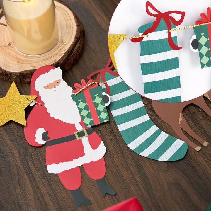 EASY JOY 2 Stück Hängende Papiergirlande Christmas Weihnachtsbanner Weihnachtsdeko Innen mit Weihnac