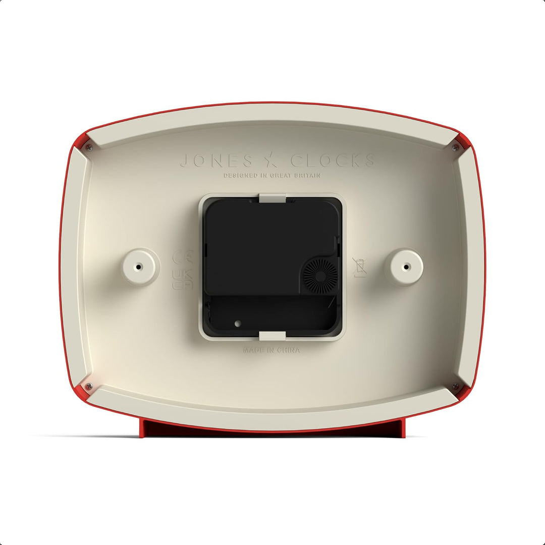 JONES CLOCKS® Film Schreibtischuhr | Rechteckiges retrodesign | Rot | Midcentury Stil mit modernem F