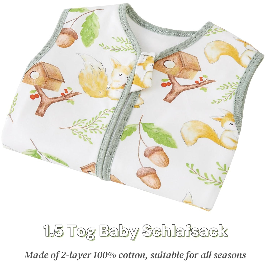 Chilsuessy Baby Schlafsack mit Beinen 1.5 Tog Schlafsack 100% Baumwolle Ganzjahres Schlafsack mit Fü
