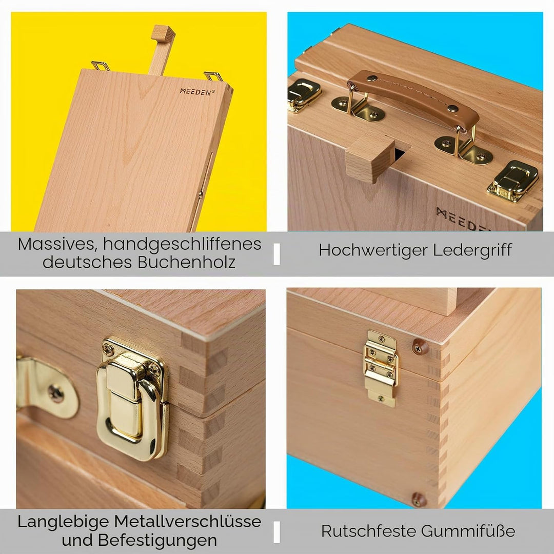 MEEDEN Schreibtisch Skizzenkasten Kunststaffelei – Multifunktionale, Verstellbare Skizzenbox aus Buc