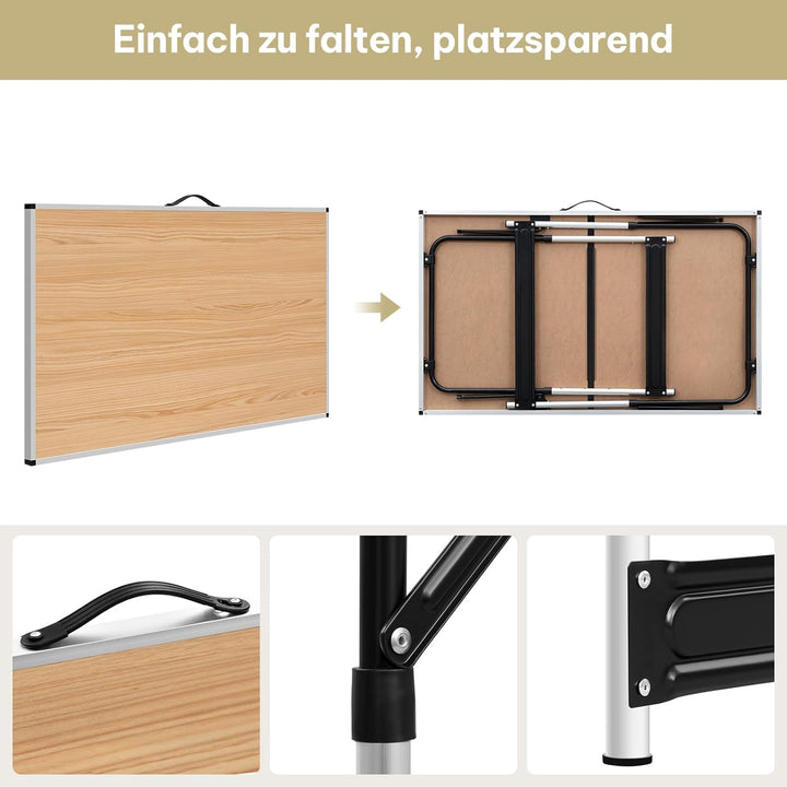 eSituro Campingtisch Alu Klapptisch höhenverstellbar 100x60x73-94cm Falttisch Picknicktisch, Tischpl