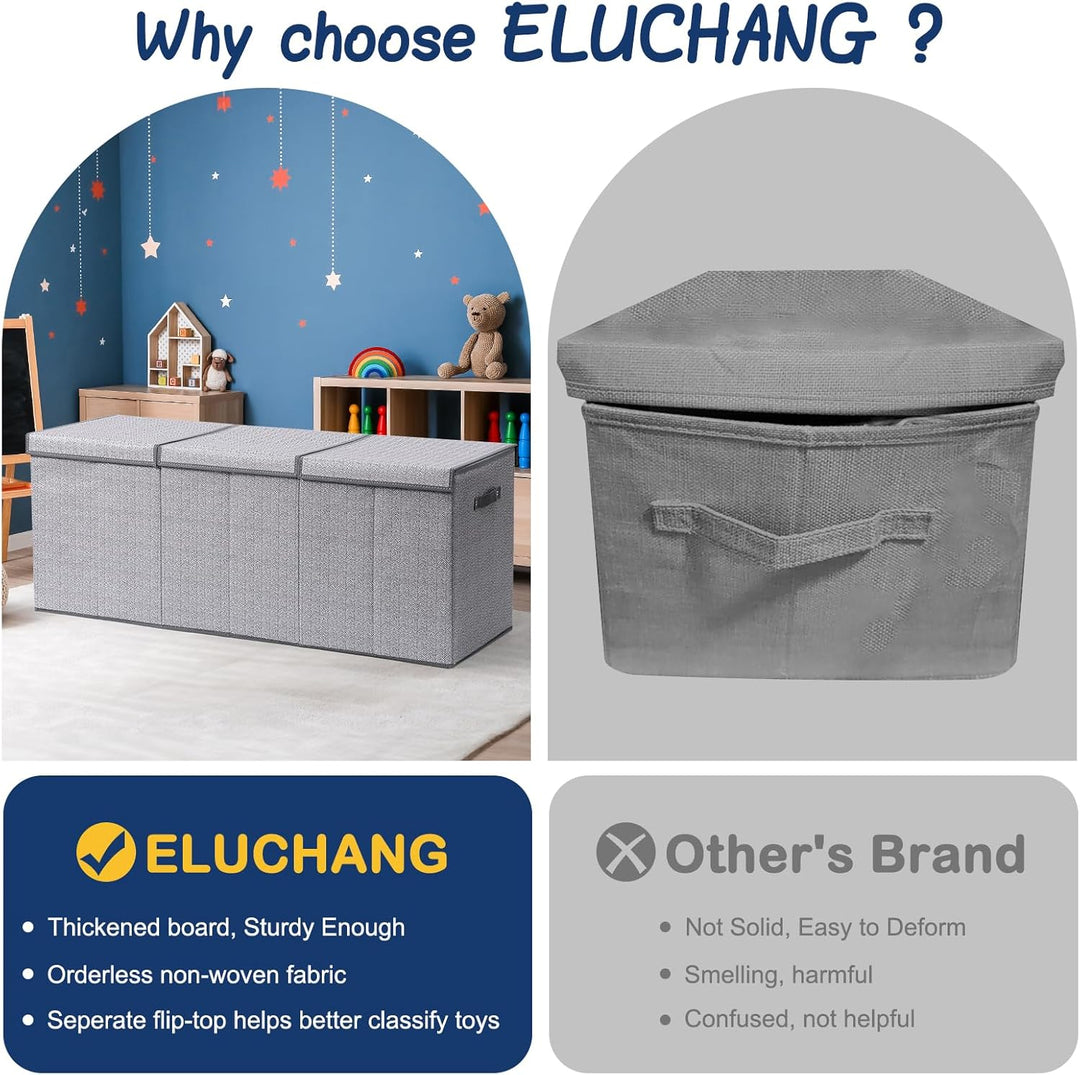 ELUCHANG Aufbewahrungsbox mit Deckel Kinder, 147L Grosse Faltbare Truhen & Kisten für Kinder, Spielz