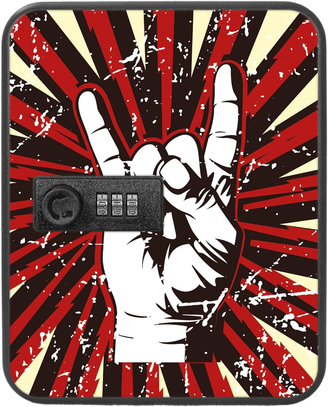 banjado® Burg-Wächter® abschliessbarer Schlüsselkasten mit Motiv Rock On für 20 Schlüssel - Schlüsse