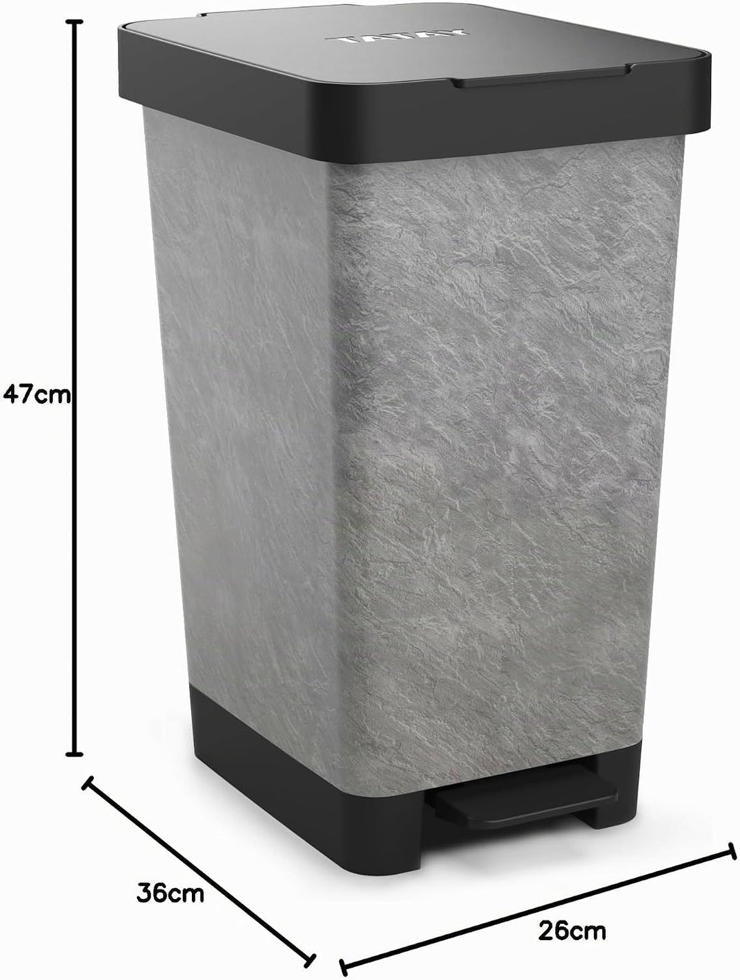 TATAY Smart Deco 25L Mülleimer mit Pedal | Kompaktes und funktionales Design | Für Innen und Aussen