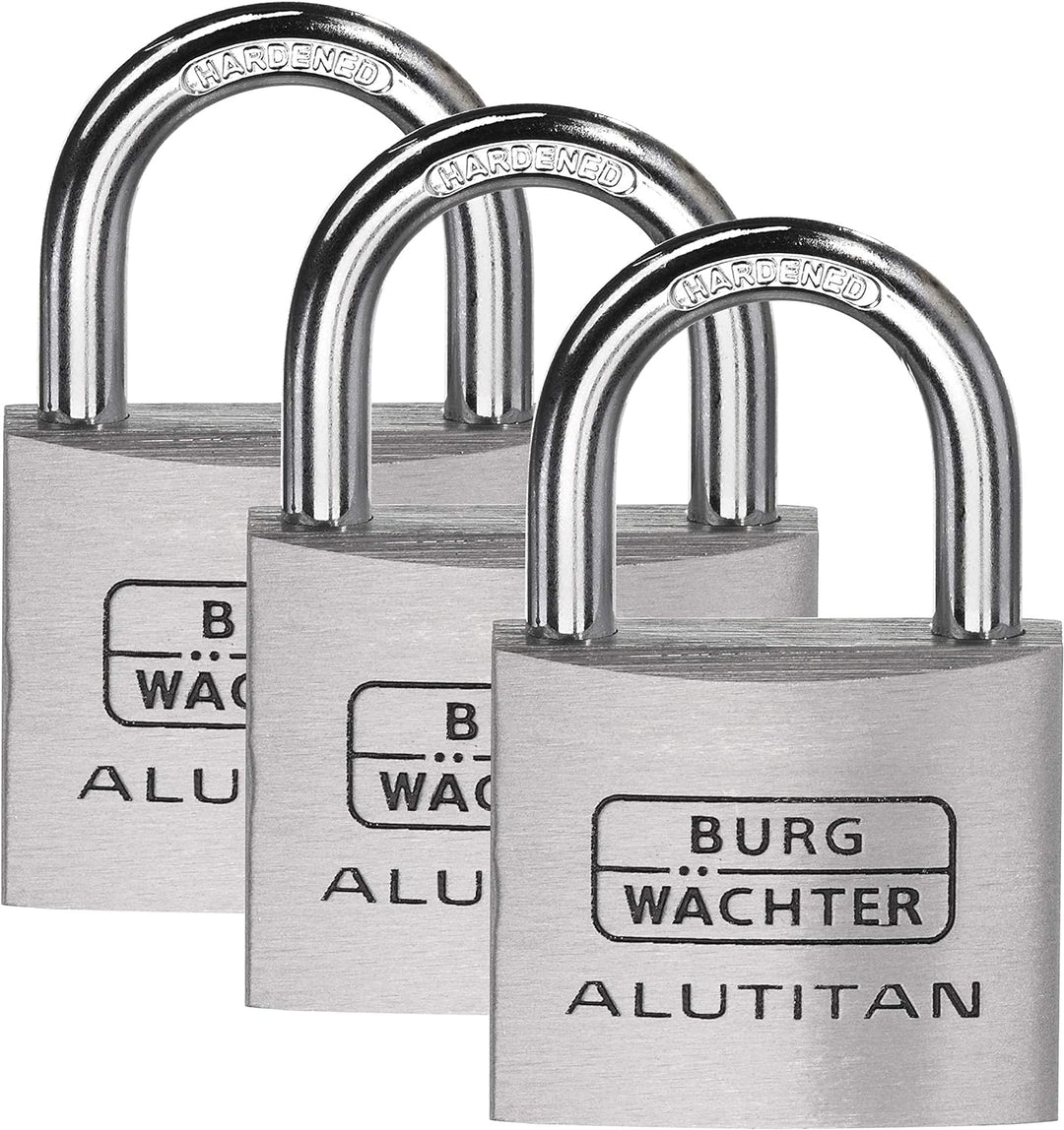 BURG-WÄCHTER 3er-Set Vorhängeschloss mit Schlüssel, Gleichschliessend, Vorhangschloss, 6,5 mm Bügels