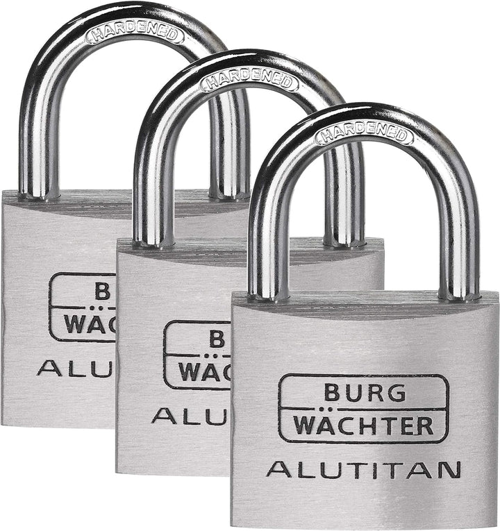 BURG-WÄCHTER 3er-Set Vorhängeschloss mit Schlüssel, Gleichschliessend, Vorhangschloss, 6,5 mm Bügels