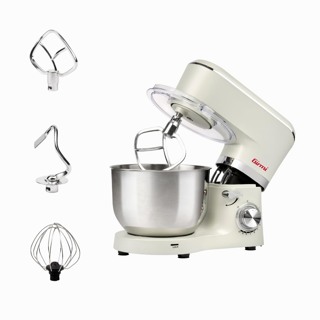 Girmi IM47 Knetmaschine, 1500 W Max, 6 Liter, Fassungsvermögen 6 Liter, Teig bis 2,4 kg, Pulse, 10 G