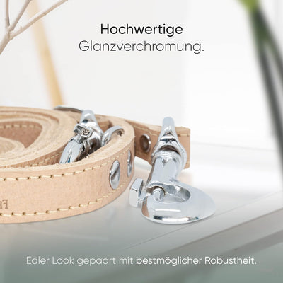 FREUDENTIER® Hundeleine aus zertifiziertem Leder 2m, 3-Fach verstellbare Führleine, liebevoll in Hol