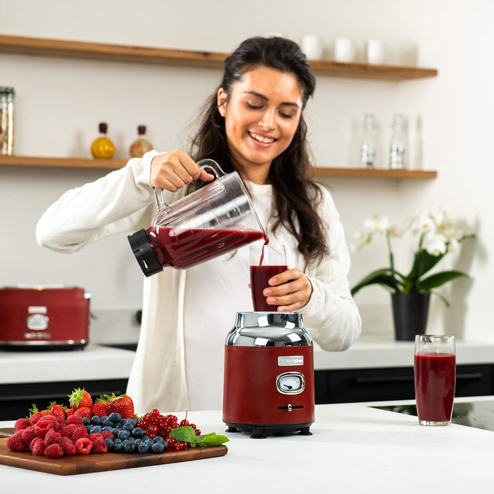 Westinghouse Retro-Standmixer, 1,5 L, Smoothie-Maker & Eiscrusher, 4 Geschwindigkeiten, Glaskanne, 6