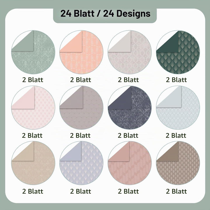 Scrapbook Papier Buntes Scrapbook Bastelpapier mit Muster, 24 Blat Scrapbooking Papier Doppelseitige