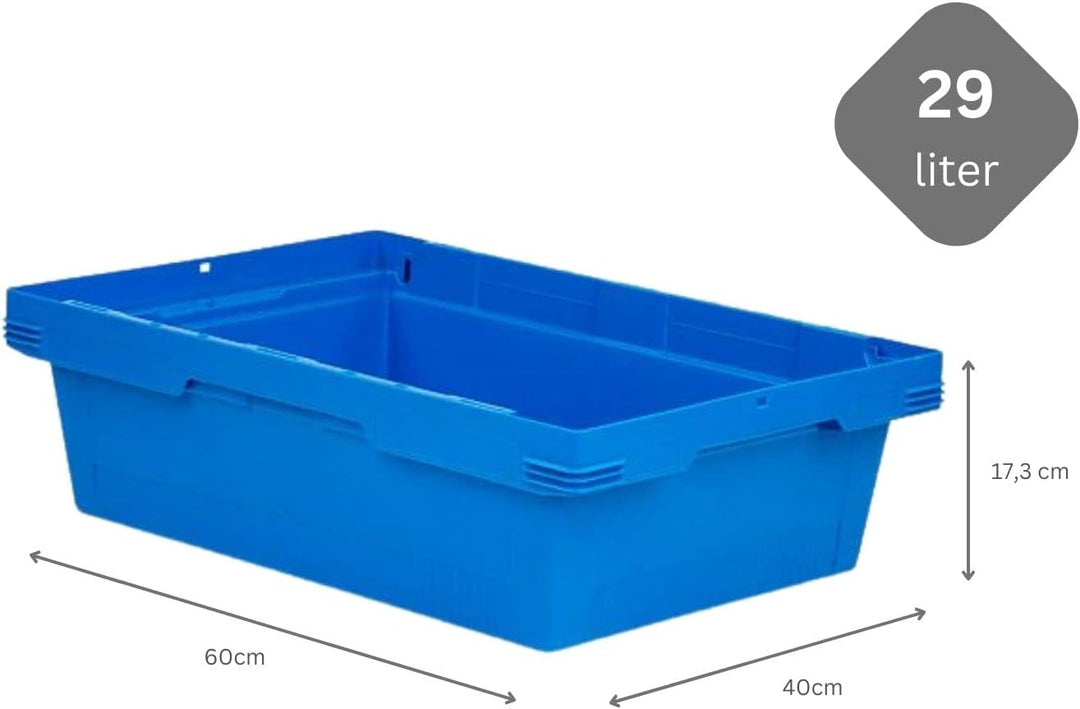 PROREGAL SuperSparSet 5x Conical Mehrweg-Stapelbehälter Blau | HxBxT 17,5x40x60cm | 29 Liter | Lager