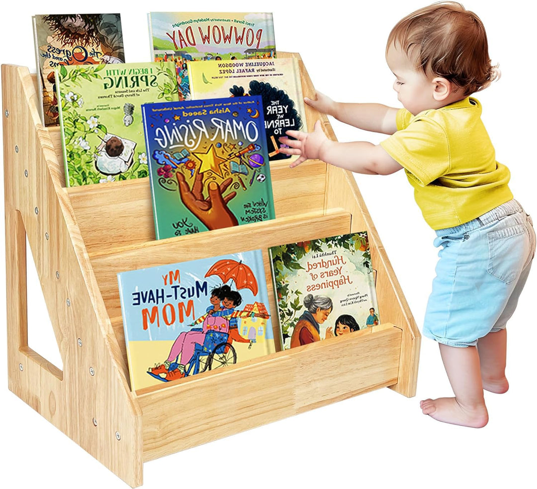 HEYOUTH Montessori Bücherregal,Bücherregal Kinder,Massivholz Kinderregal,Bücherkiste Kinder,mit 5 of