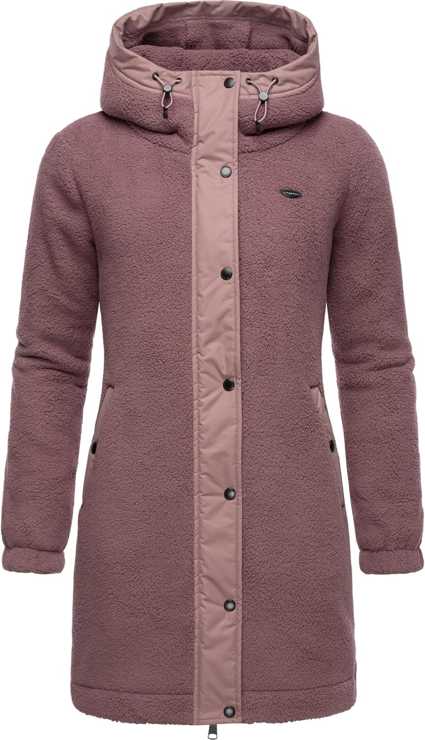Ragwear Damen Fleecejacke Kurze Teddyfleece-Jacke warm mit Kapuze Cousy XS-6XL 3XL Mauve24, 3XL Mauv