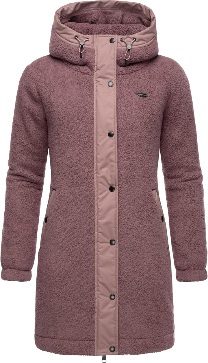 Ragwear Damen Fleecejacke Kurze Teddyfleece-Jacke warm mit Kapuze Cousy XS-6XL 3XL Mauve24, 3XL Mauv