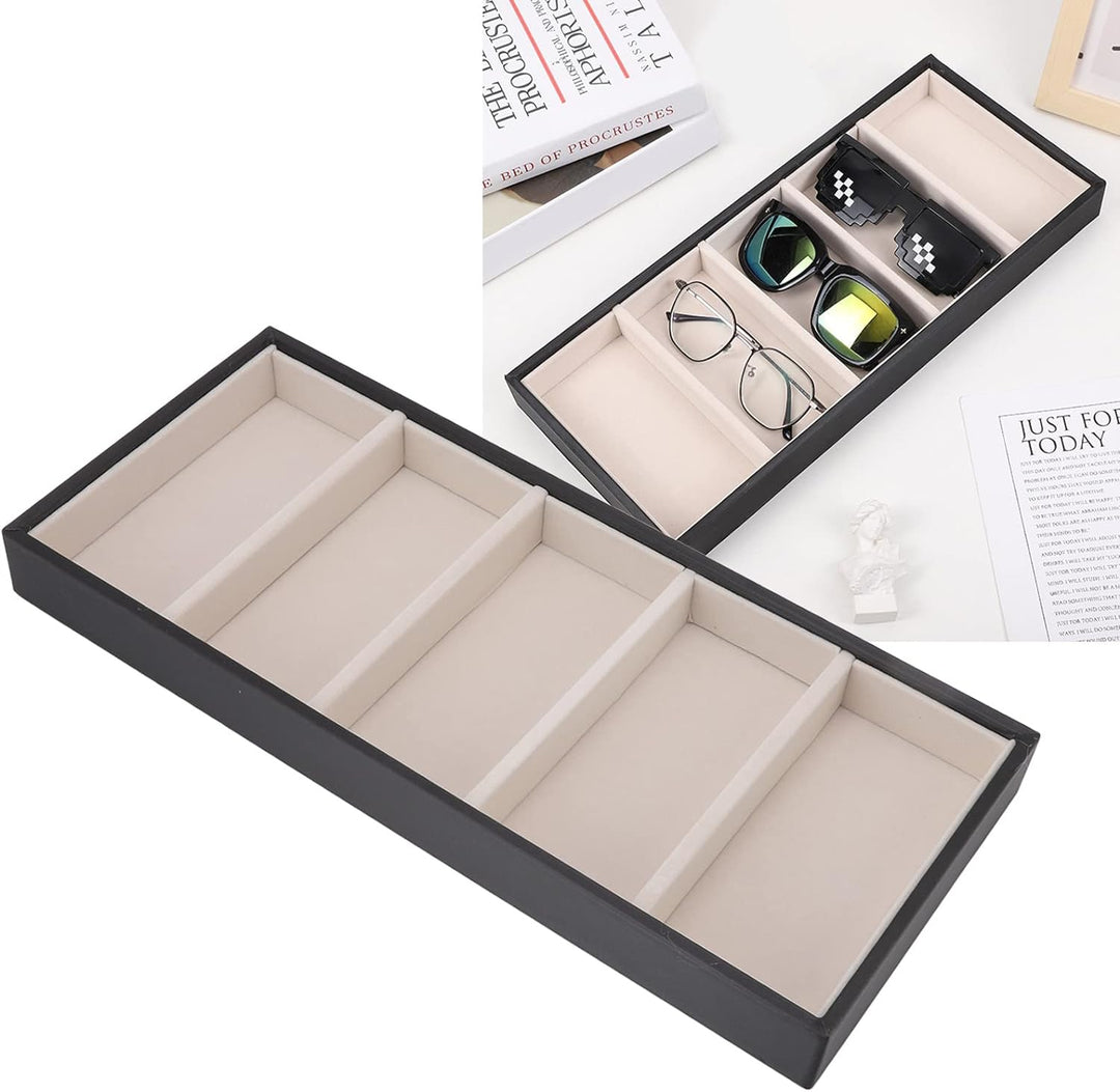 Brillenetui, 5 Gitter, Sonnenbrillen Organizer für Damen, Herren, ohne Abdeckung, Brillen Aufbewahru