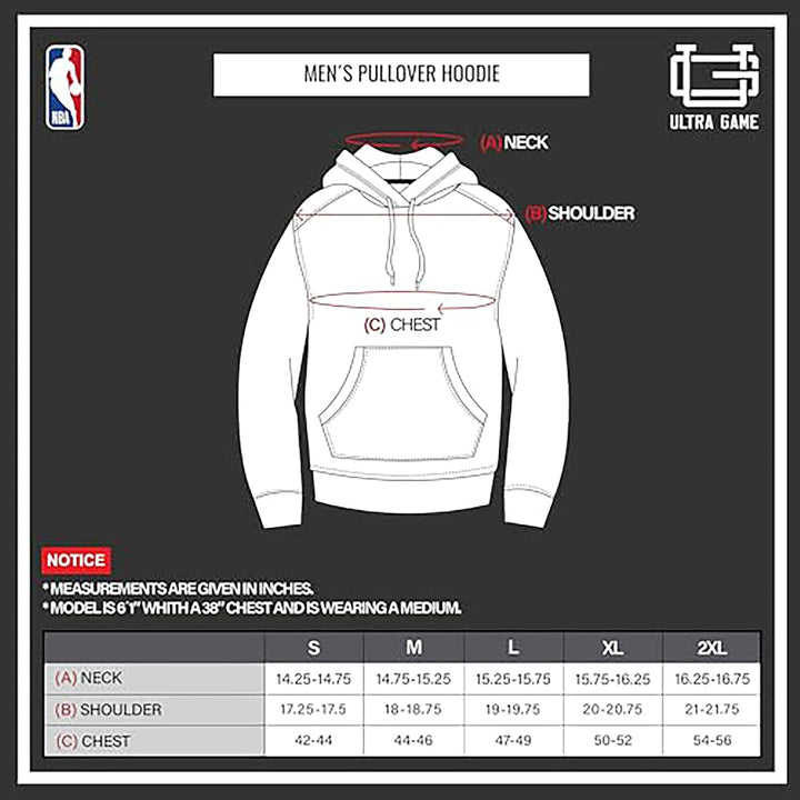 Ultra Game NBA Men's Fleece Hoodie Pullover Sweatshirt Primo Metallic Chicago Bulls L Schwarz