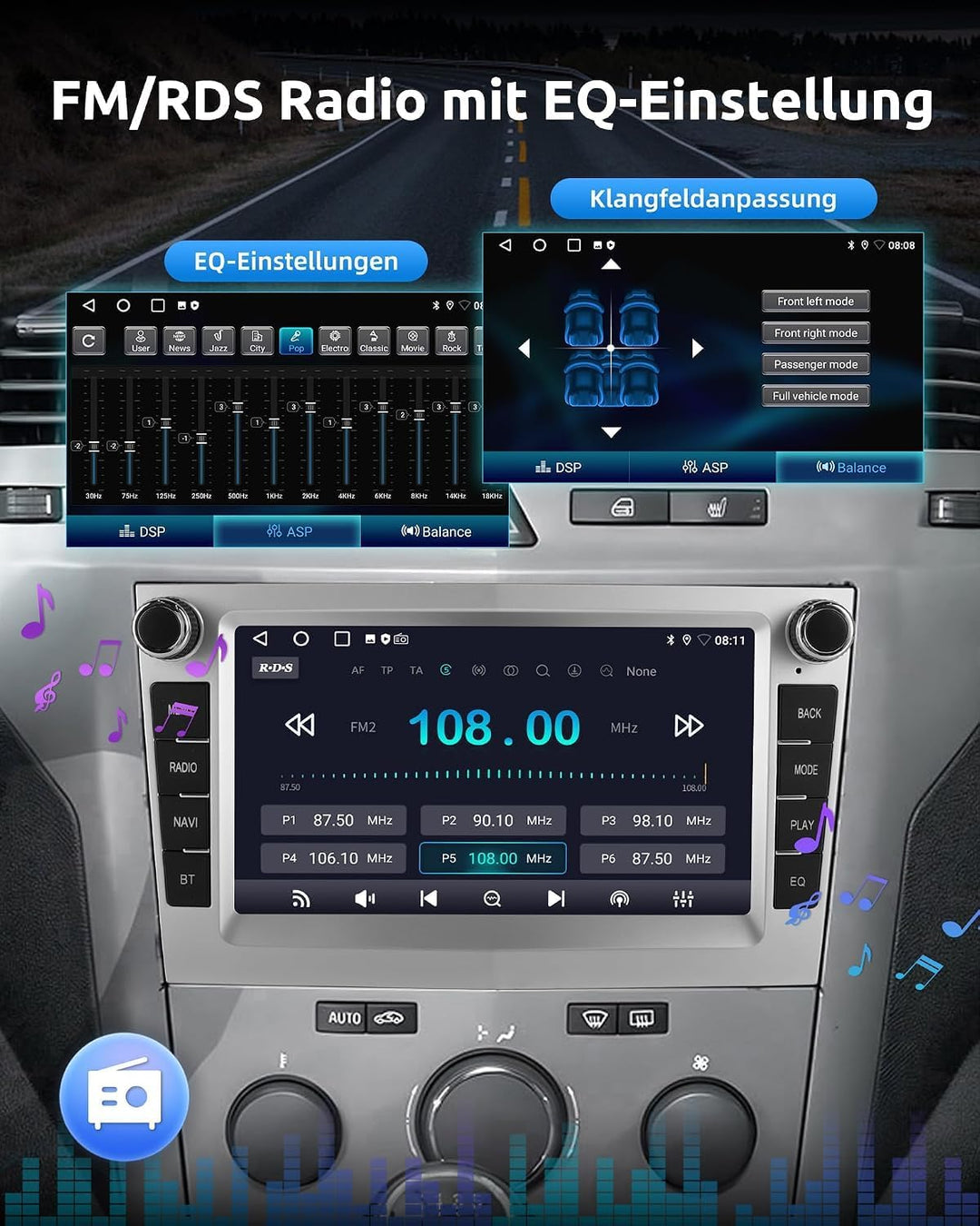 ESSGOO 4+64G Android 15 Wireless Carplay und Android Auto Autoradio Weiss, Weiss
