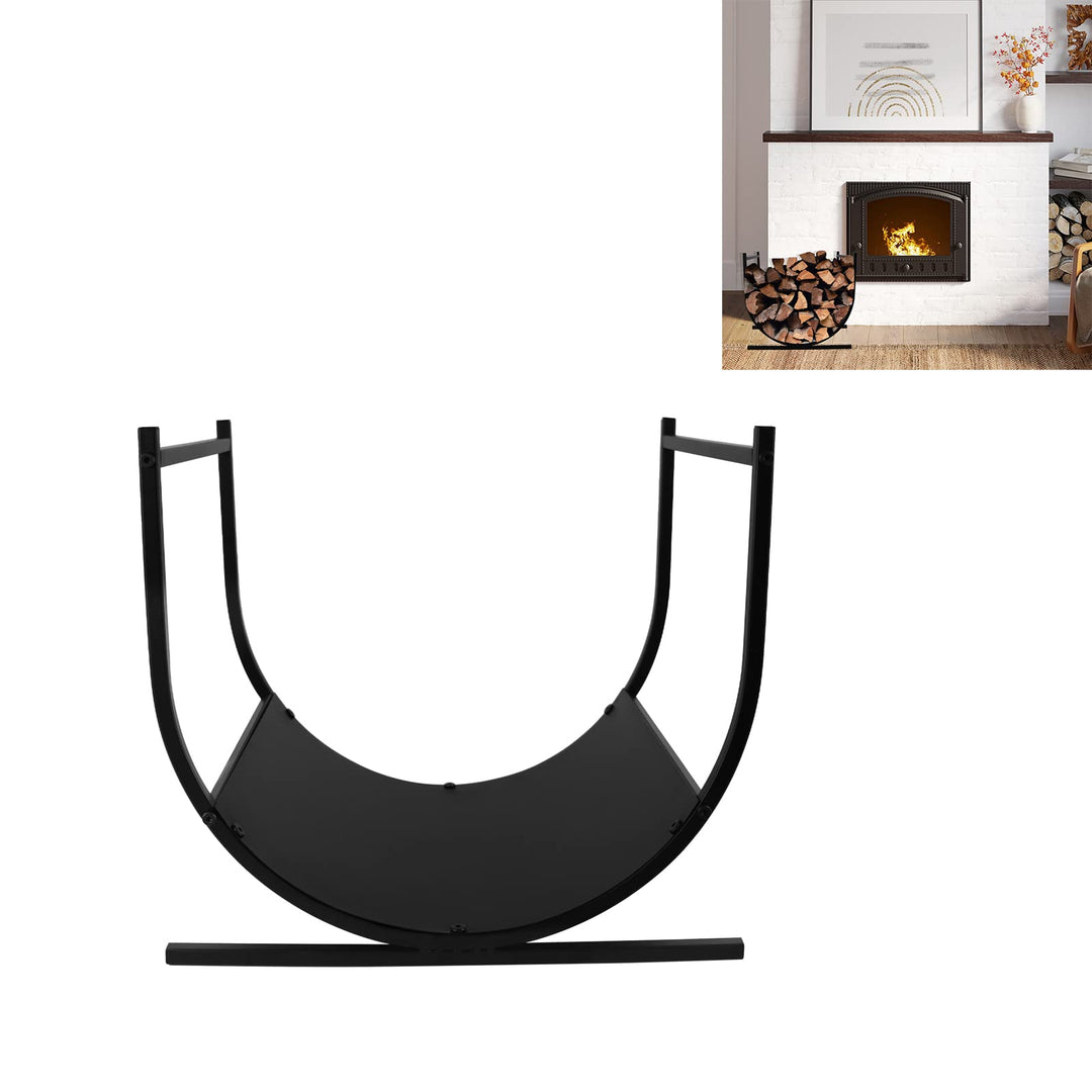 HENGMEI Kaminholzregal Innen Aussen, Halbrund Holzregal Kaminholz U-Förmiges Metall Brennholzregal H