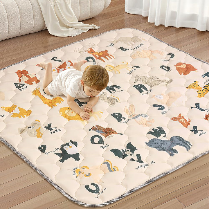 COMOMY Krabbelmatte Baby 127x127 cm, Extra Dicke und Weiche Spielmatte Baby Faltbar, Rutschfeste Sch