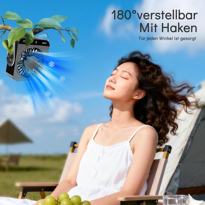 Leiser Tischventilator - 5 Geschwindigkeiten & Manuelles Oszillieren, USB-C, Tragbarer Büro Ventilat