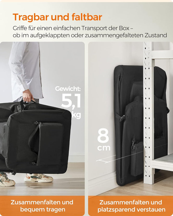Feandrea Hundebox faltbar, Transportbox Hund, XXXL, Hundetasche, Oxford-Gewebe, Netzstoff, atmungsak