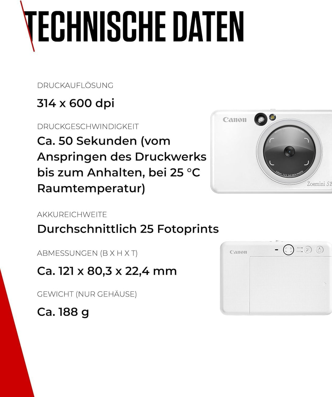 Canon Zoemini S2 Mini Sofortbildkamera + Fotodrucker mobil tragbar unterwegs Hosentasche (Fotodruck