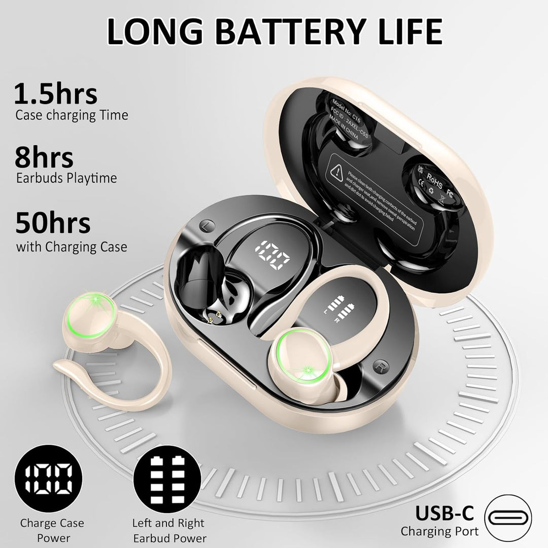 Matast 2026 Bluetooth Kopfhörer Sport, Kopfhörer Kabellos Bluetooth 5.4 mit ENC Noise Cancelling und